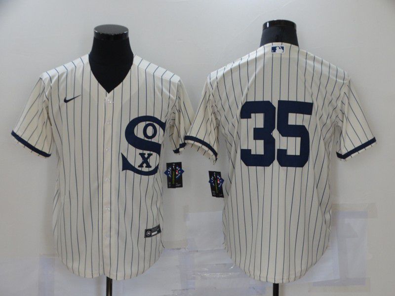 Men Chicago White Sox #35 No name Cream stripe Game Nike 2021 MLB Jersey